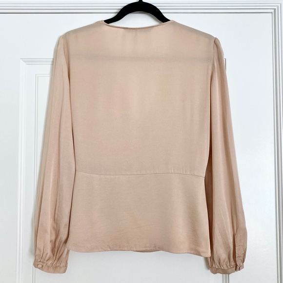 Zara Long Sleeve Silky Wrap Blouse - Medium - Picture 3 of 5
